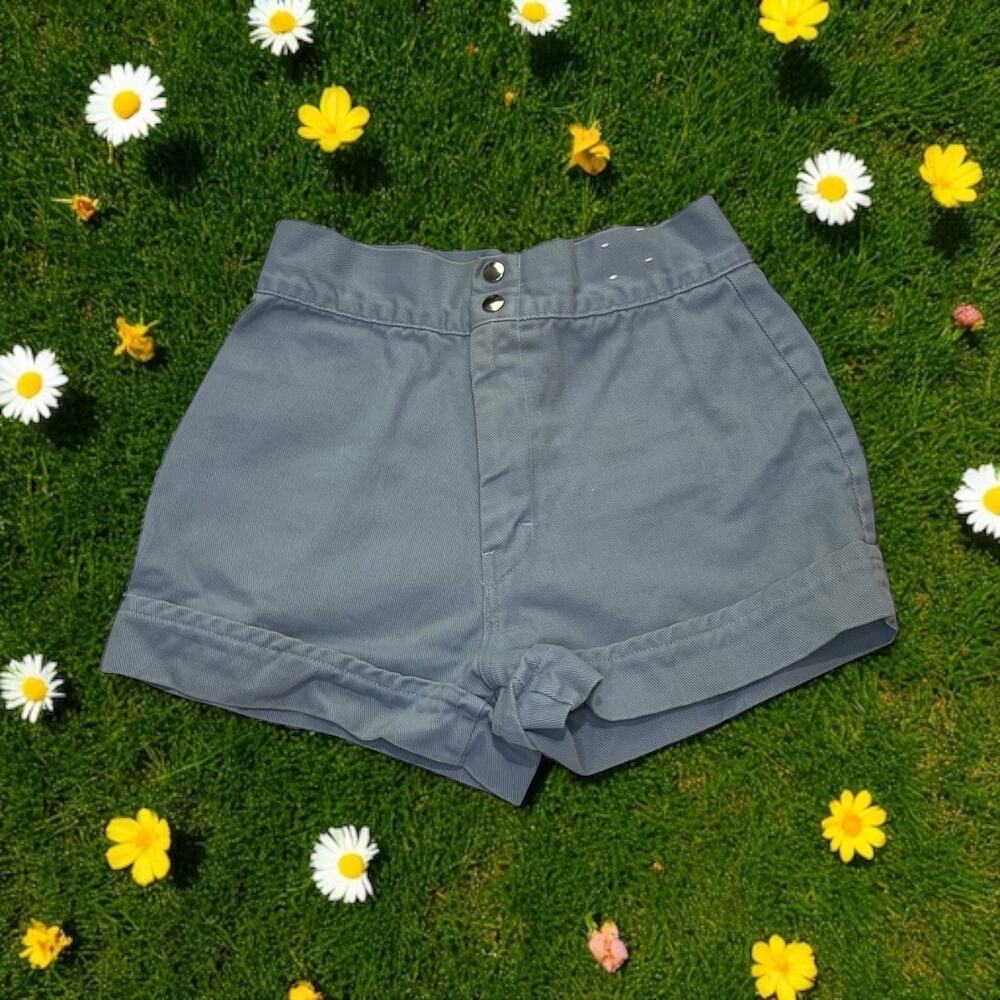 Vintage Covered Denim Shorts Women’s Juniors Light Blue High Rise 80s 90s